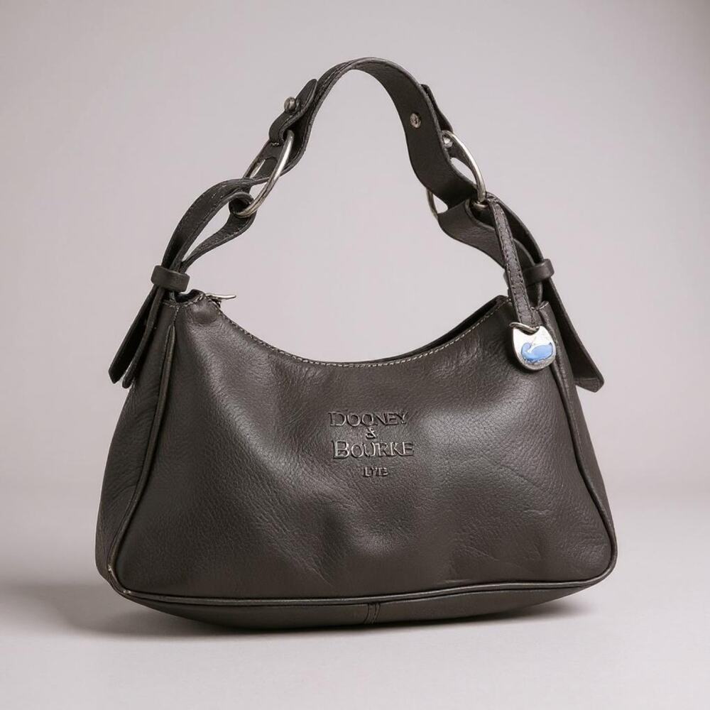 Vintage Dooney & Bourke Black Pebbled Leather Shoulder Bag